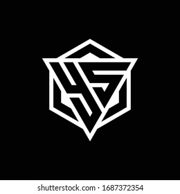 YS logo monogram with triangle and hexagon shape combination isolated on back and white colors