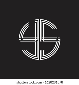 YS Logo monogram triple ribbon style line design template isolated on black background