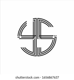 YS Logo monogram triple ribbon style line design template isolated on white background