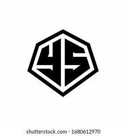 YS monogram logo with hexagon shape and line rounded style design template isolated on white background