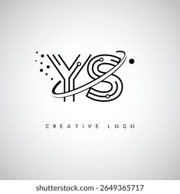 YS Orbit Monogram Logo - Futuristic Minimal Letter mark with Circular Line Art, Tech-Inspired Dots and Space Motion Concept for Modern Branding Identity (Logotipo de Monograma de Órbita YS - Marca de Letra Mínima Futurista com Linha de Arte Circular, Pontos Inspirados na Tecnologia e Conceito de Movimento Espacial para Identidade de Marca Moderna)
