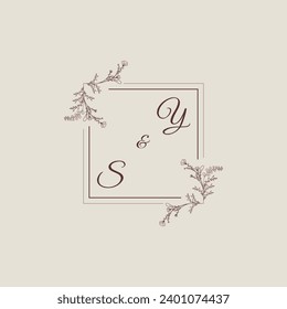 YS Hochzeits-Quadratmonogramm mit hochwertigem professionellem Design, das gut gedruckt werden kann