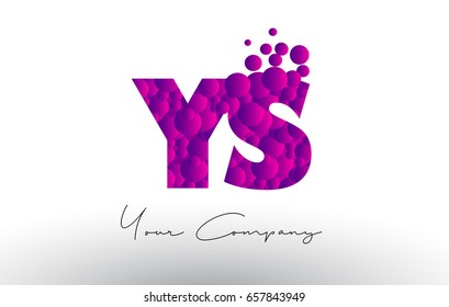 YS Y S Dots Letter Logo with Purple Pink Magenta Bubbles Texture Vector.