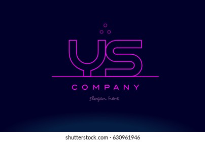ys y s letter alphabet text pink purple dots contour line creative company logo vector icon design template