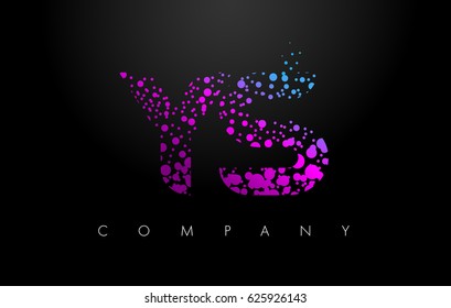 YS Y S Letter Logo with Purple Blue Particles and Bubble Dots Design Vector.