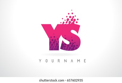 YS Y S Letter Logo with Pink Letters and Purple Color Particles Dots Design.