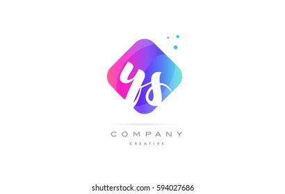 ys y s  pink blue rhombus abstract 3d alphabet company letter text logo hand writting written design vector icon template 