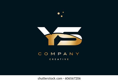 ys y s  white yellow gold golden metal metallic luxury alphabet company letter logo design vector icon template
