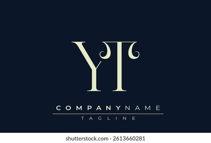 YT abstract Logo. Elegantly Designed Minimalist Monogram Logo with Stylish Lettering. Sophisticated and sleek minimalist monogram showcasing unique lettering design.