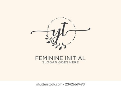 YT beauty monogram and elegant logo design handwriting logo of initial signature, wedding, fashion, floral and botanical with creative template.