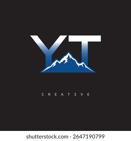 YT Creative Mountain Logo Bold Gradient Letter mark Branding Design for Business Outdoor Brands
