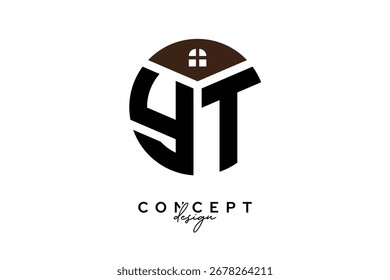Diseño creativo del concepto del logotipo del monograma inmobiliario de YT en forma de círculo