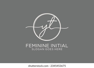YT handwriting logo with circle template vector logo of initial signature, wedding, fashion, floral and botanical with creative template.