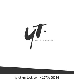 YT Initial handwriting or handwritten logo for identity. Logo with signature and hand drawn style.