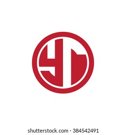 YT initial letters circle business logo red