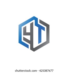 YT initial letters looping linked hexagon logo black gray blue