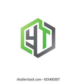 YT initial letters looping linked hexagon logo black gray green