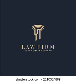 YT initial monogram lawfirm logo with pillar design