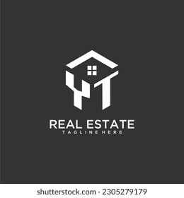 YT initial monogram logo for real estate with polygon shape creative design