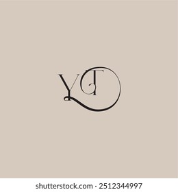 YT letter elegant and luxury style dinamyc curvy initial concept monogram wedding logo