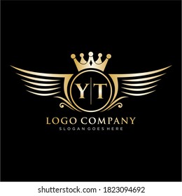 Letra YT Inicial con plantilla de logotipo de ala real.