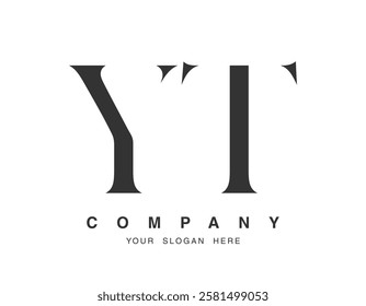 YT logo design. Initial letter y and t serif font style. Creative classic company name typography. Trendy logotype or identity. Vector illustration.