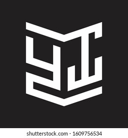 YT Logo Emblem Monogram With Shield Style Design Template Isolated On Black Background