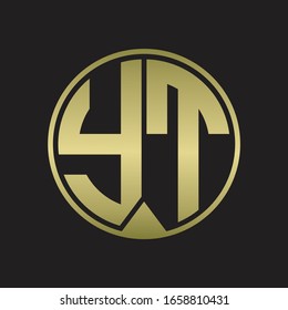 YT Logo monogram circle with piece ribbon style on gold colors
