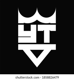 YT Logo monogram with crown shape isolated on Black background