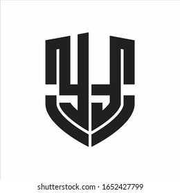 YT Logo monogram with emblem shield shape design isolated on white background