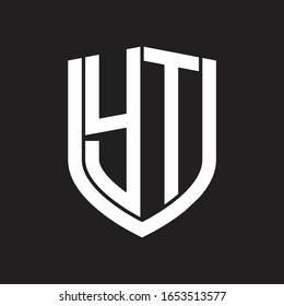 YT Logo monogram with emblem shield design isolated on black background