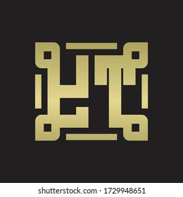 YT Logo monogram with piece line art design template