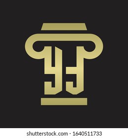 YT Logo monogram with pillar style design template with gold colors
