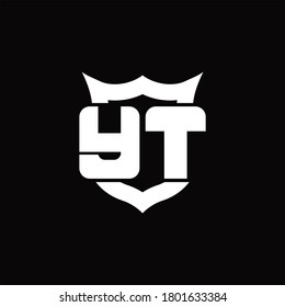 YT Logo monogram with shield around crown shape design template