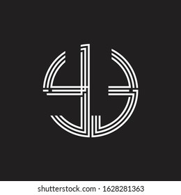YT Logo monogram triple ribbon style line design template isolated on black background