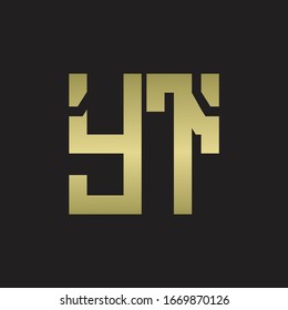 YT Logo with squere shape design template with gold colors