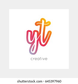YT logo, vector. Useful as branding, app icon, alphabet combination, clip-art.
