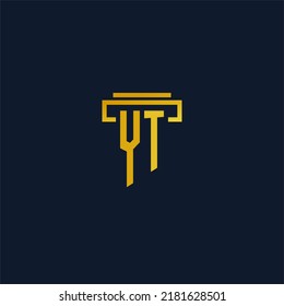 YT monogram initial logo for lawfirm with pillar design