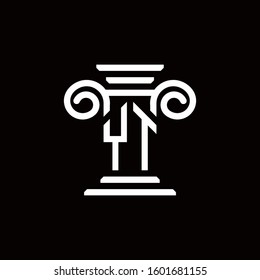 YT monogram logo with pillar style design template