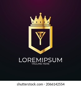 YT TY initial shield logo design Inspiration, crown royal logo template 