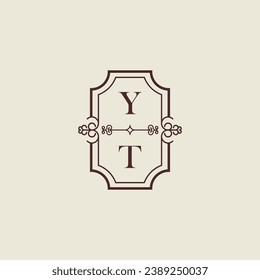 YT Vintage Hochzeitslogo in hochqualitativem professionellem Design, das gut in allen Printmedien drucken kann