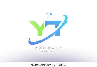 yt y t alphabet green blue swoosh letter company logo vector icon design template