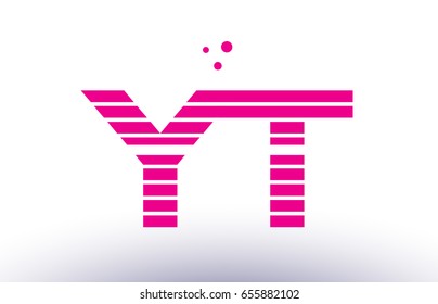 yt y t alphabet letter logo pink purple line stripe company design template creative abstract vector