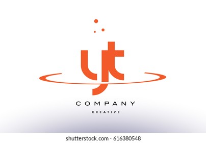 YT Y T creative orange swoosh dots alphabet company letter logo design vector icon template