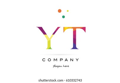 yt y t  creative rainbow colors colored alphabet company letter logo design vector icon template