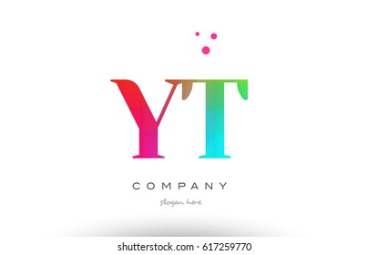 YT Y T creative rainbow colors colored artistic alphabet company letter logo design vector icon template