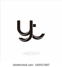 yt y t Initial Letter Split Lowercase Modern Monogram linked outline rounded logo