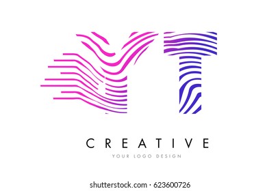 YT Y T Zebra Letter Logo Design with Black and White Stripes Vector