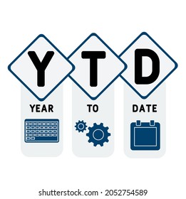 YTD - Year To Date acronym. business concept background.  vector illustration concept with keywords and icons. lettering illustration with icons for web banner, flyer, landing 