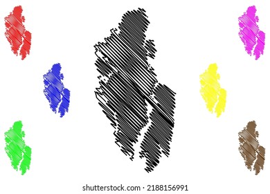 Ytre Sula island (Kingdom of Norway) map vector illustration, scribble sketch Ytre Sula map